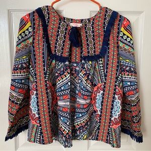 Gianni Bini Girls Fringe Long Sleeve Top Size L (12/14) EUC